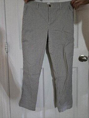 GAP Women's Straight Leg Pinstripe Pants - Blue & White